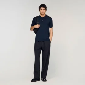 Short-sleeve knitted polo shirt