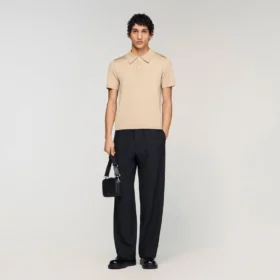 Short-sleeve knitted polo shirt