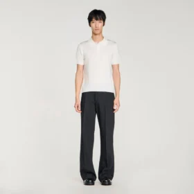 Short-sleeve knitted polo shirt