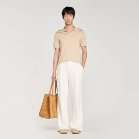 Short-sleeved V-neck polo shirt