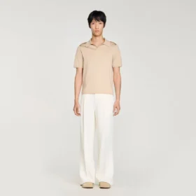 Short-sleeved V-neck polo shirt