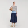 Short striped tee with beaded collar Short striped tee with beaded collar