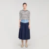 Short striped tee with beaded collar Short striped tee with beaded collar