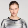 Short striped tee with beaded collar Short striped tee with beaded collar