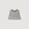 Short striped tee with beaded collar Short striped tee with beaded collar