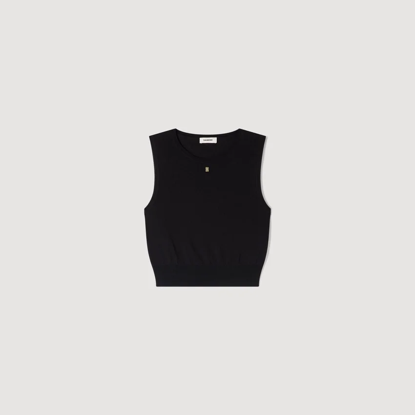 Sleeveless short knit sweater Sleeveless short knit sweater