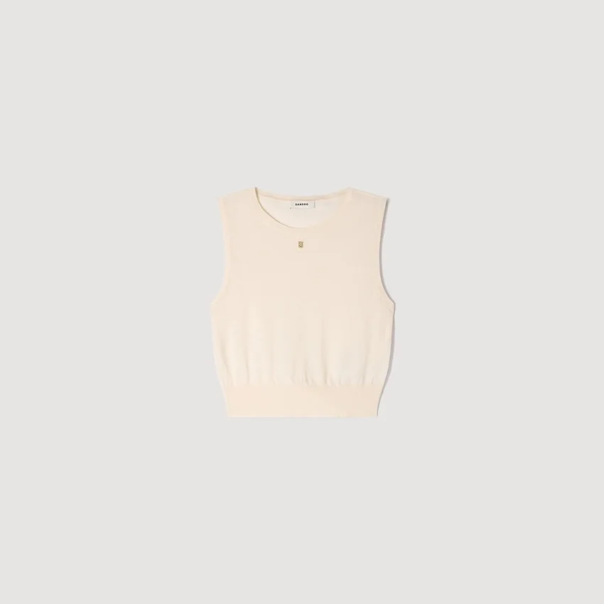 Sleeveless short knit sweater Sleeveless short knit sweater
