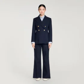 Slim-fit wool suit jacket