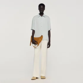 Small zipped split leather hobo