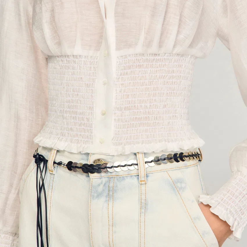 Smocked linen shirt Smocked linen shirt