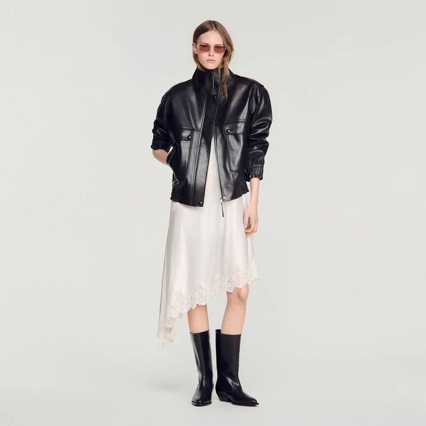Standing collar leather jacket Standing collar leather jacket