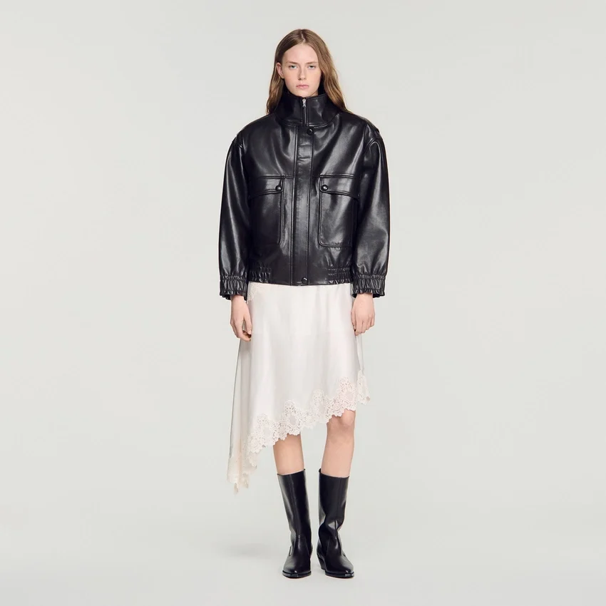 Standing collar leather jacket Standing collar leather jacket