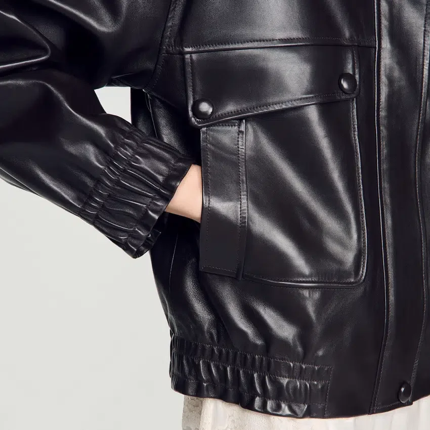 Standing collar leather jacket Standing collar leather jacket