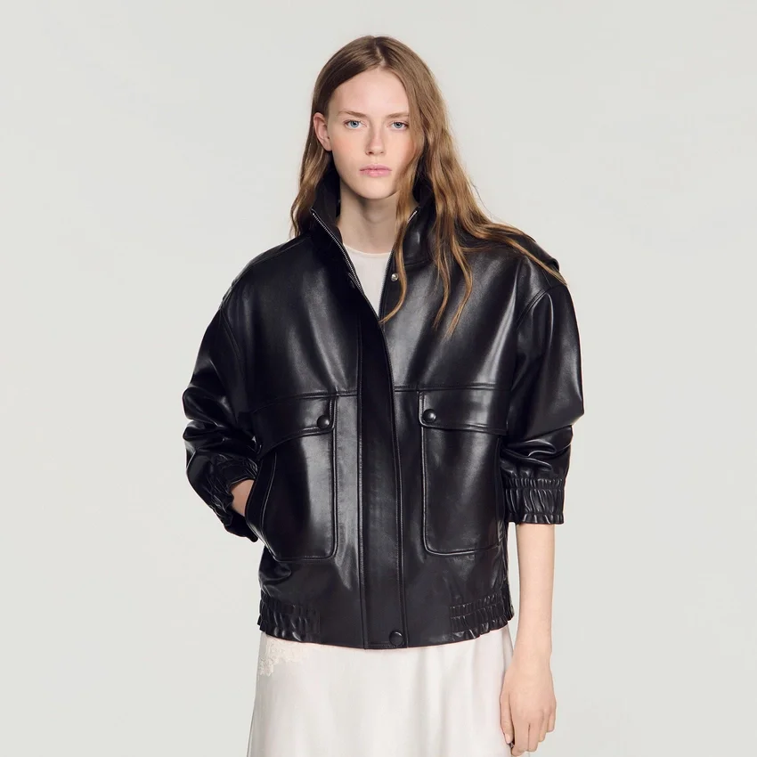 Standing collar leather jacket Standing collar leather jacket