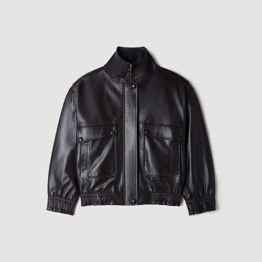 Standing collar leather jacket Standing collar leather jacket