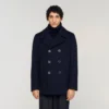 Straight-fit wool-blend coat