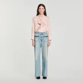 Straight-leg leather detail jeans Straight-leg leather detail jeans