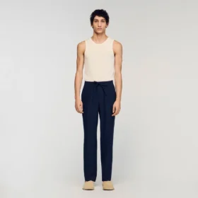 Straight-leg linen trousers