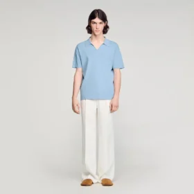Stretch knit polo shirt