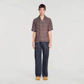 Striped boat neck shirt