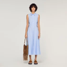Striped cotton midi dress