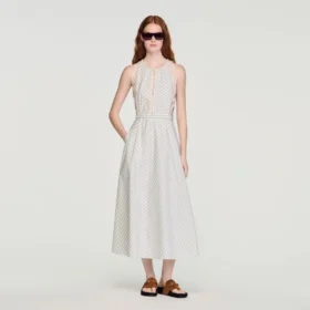 Striped cotton midi dress
