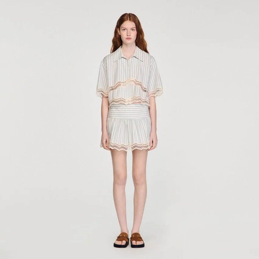 Striped cotton skort Striped cotton skort