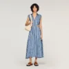 Striped maxi dress with leather tab Striped maxi dress with leather tab