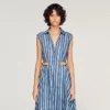Striped maxi dress with leather tab Striped maxi dress with leather tab