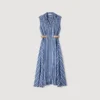 Striped maxi dress with leather tab Striped maxi dress with leather tab