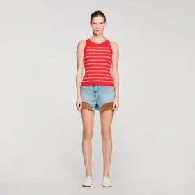 Striped ribbed vest top Striped ribbed vest top