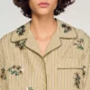 Striped shirt, floral embroidery Striped shirt, floral embroidery