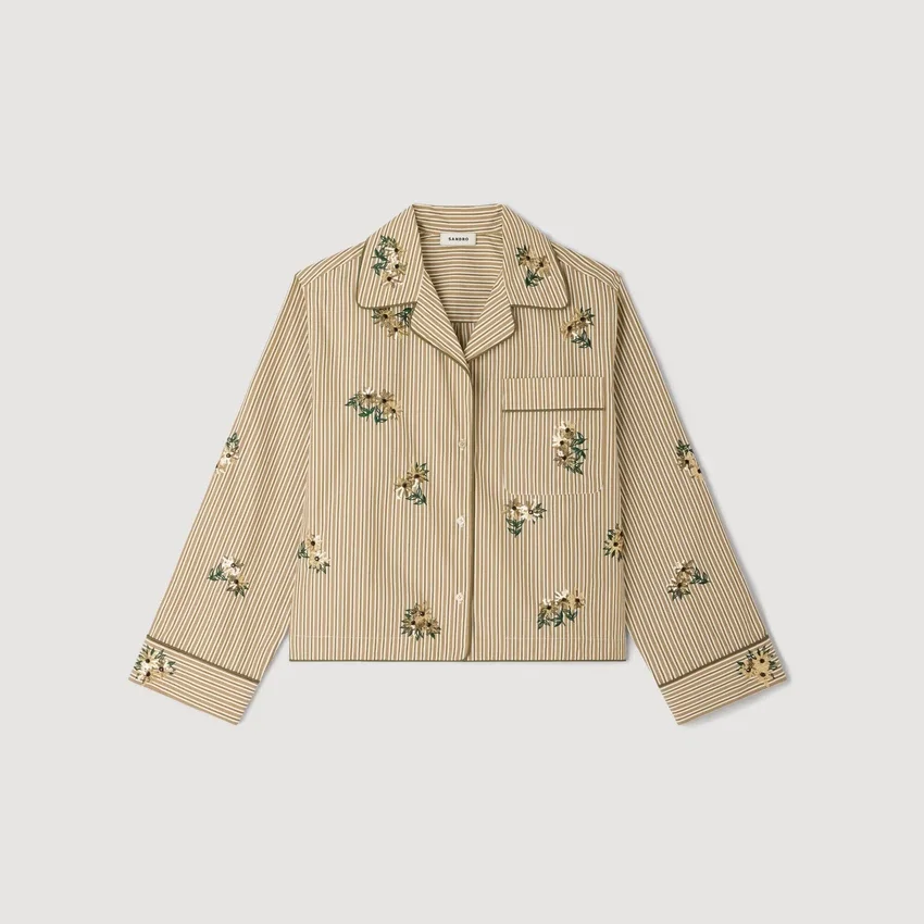 Striped shirt, floral embroidery Striped shirt, floral embroidery