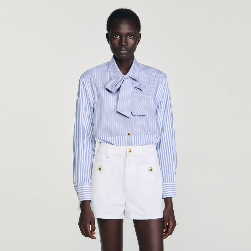 Striped shirt with removable tie Striped shirt with removable tie