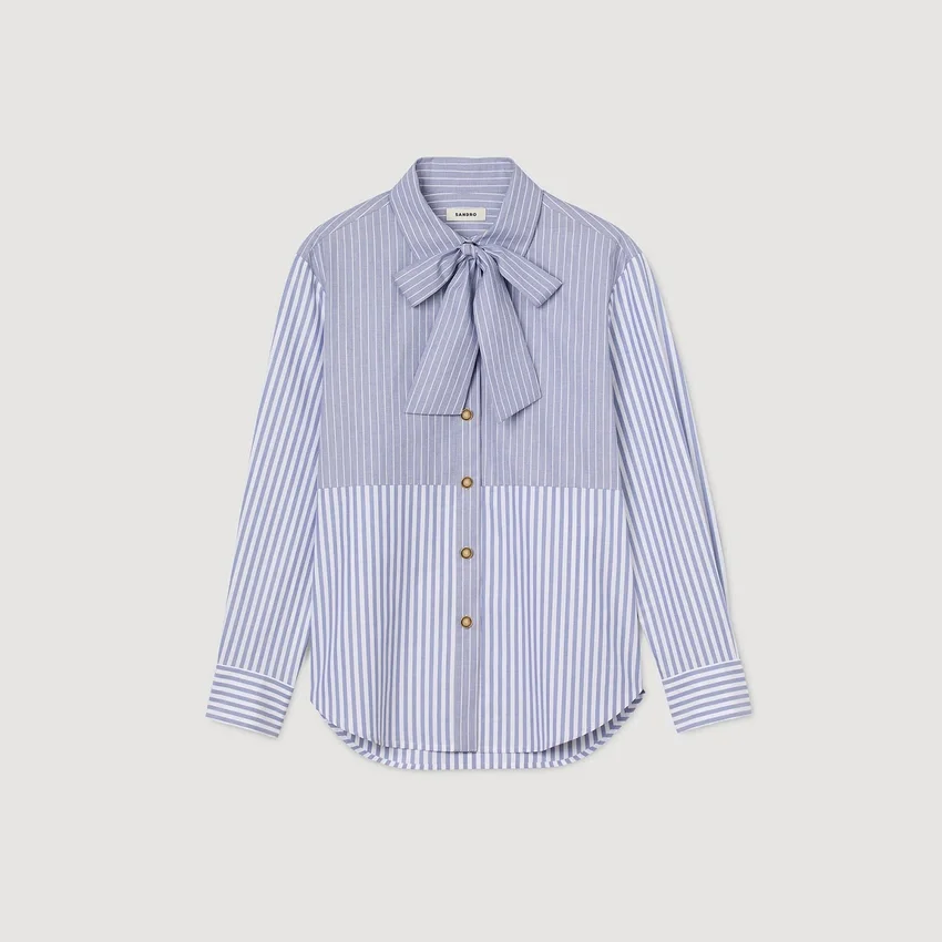 Striped shirt with removable tie Striped shirt with removable tie