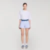 Striped shorts with denim details Striped shorts with denim details