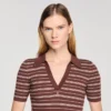 Striped V-neck polo sweater Striped V-neck polo sweater