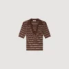 Striped V-neck polo sweater Striped V-neck polo sweater