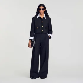 Striped wide-leg trousers