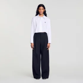 Striped wide-leg trousers