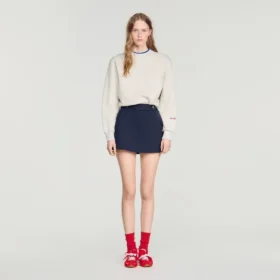 Striped wool skort