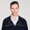 Studded blazer collar cardigan Studded blazer collar cardigan