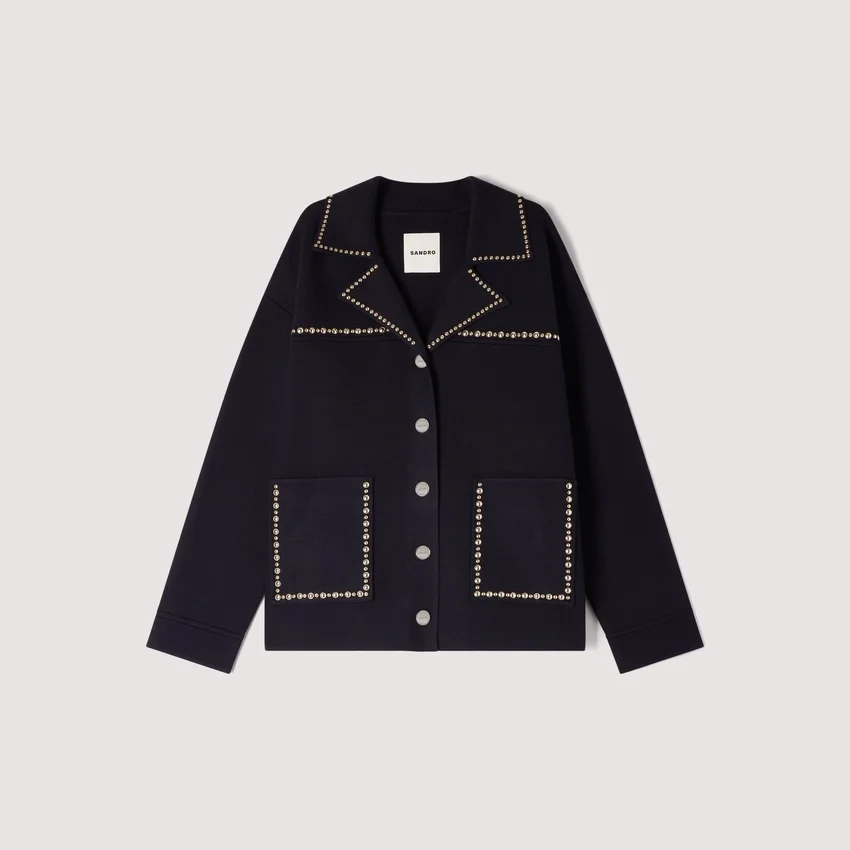 Studded blazer collar cardigan Studded blazer collar cardigan