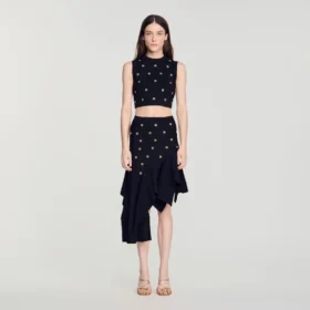 Studded knit skirt