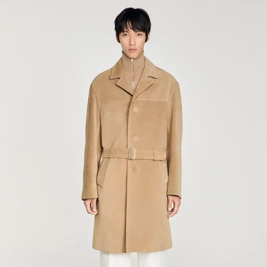Tailored belted leather coat Tailored belted leather coat