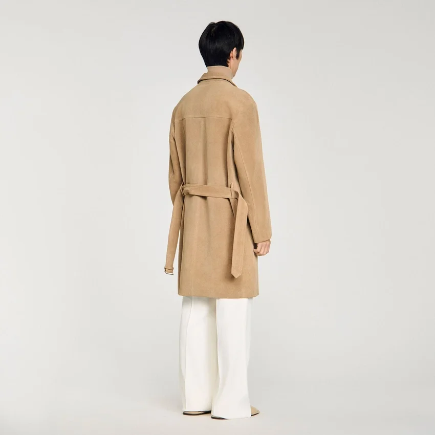 Tailored belted leather coat Tailored belted leather coat