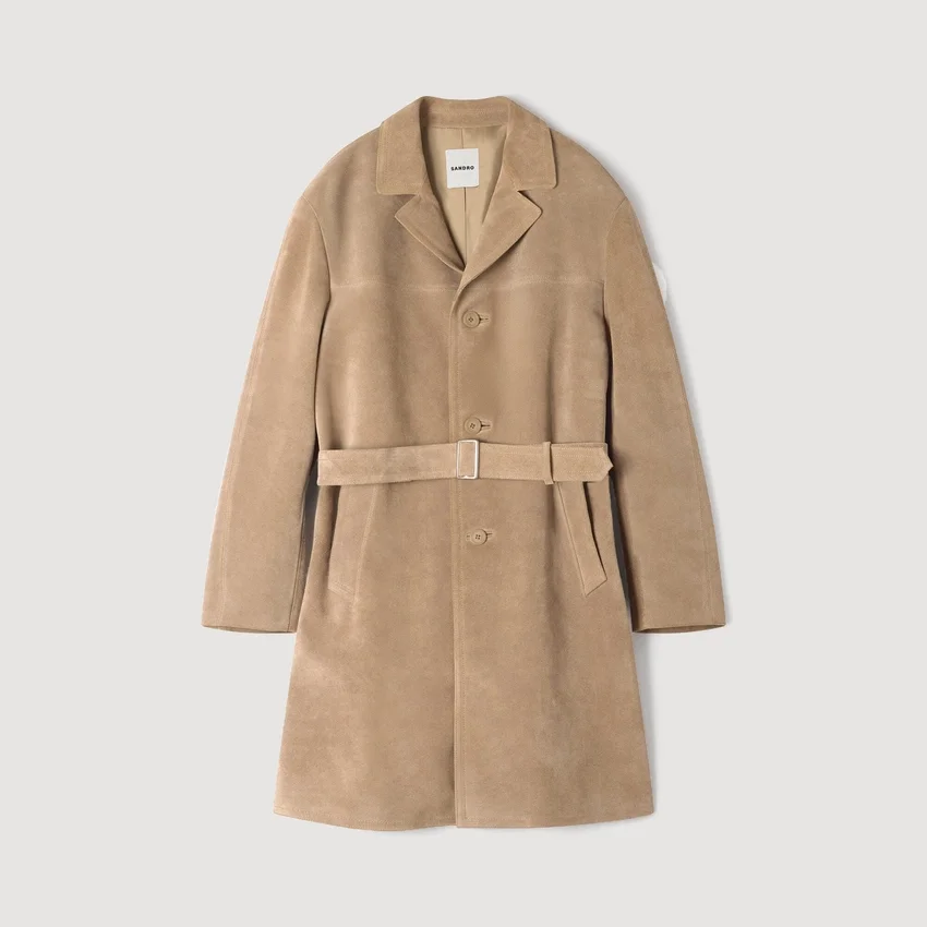 Tailored belted leather coat Tailored belted leather coat