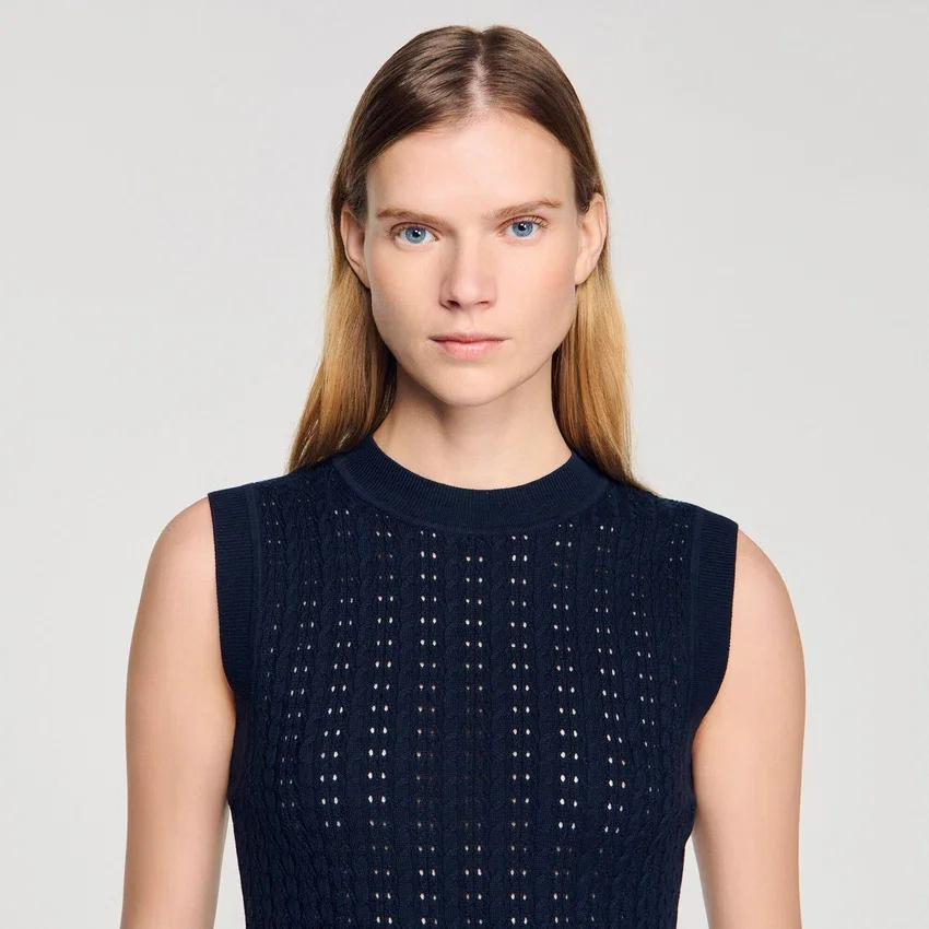 Textured cropped knit sweater Textured cropped knit sweater