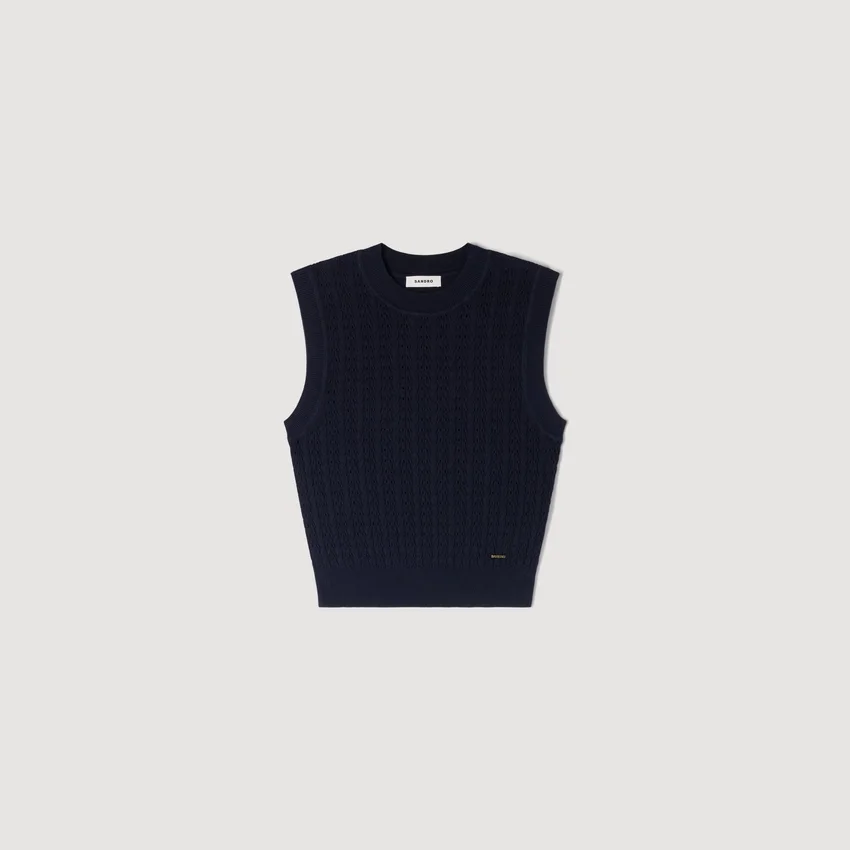 Textured cropped knit sweater Textured cropped knit sweater