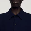 Textured shark collar shirt